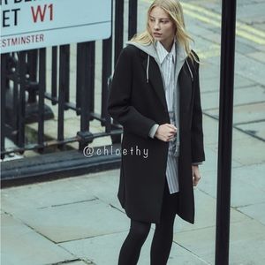Zara CONTRASTING COAT WITH REMOVABLE HOOD